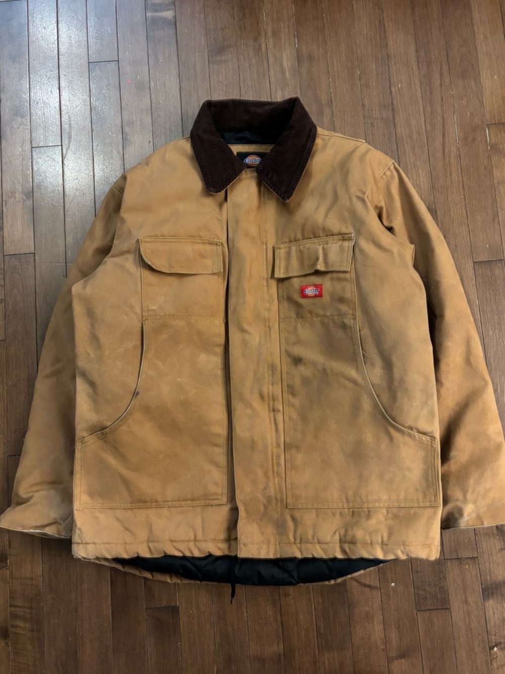 Vintage Dickies Duck Canvas Chore Work Jacket Size Large Worn Thrashed Barn